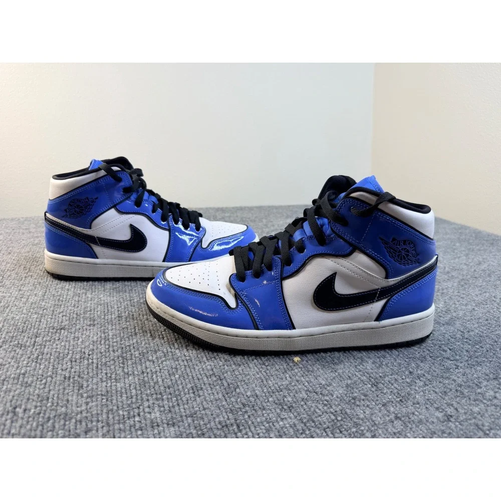Nike Air Jordan 1 Mid SE Signal Blue Black White Men 9.5 DD6834-402